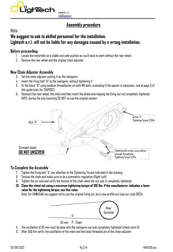 Kettenspanner LighTech BMW S1000RR K67 (19-26) TEBM003 - Image 14