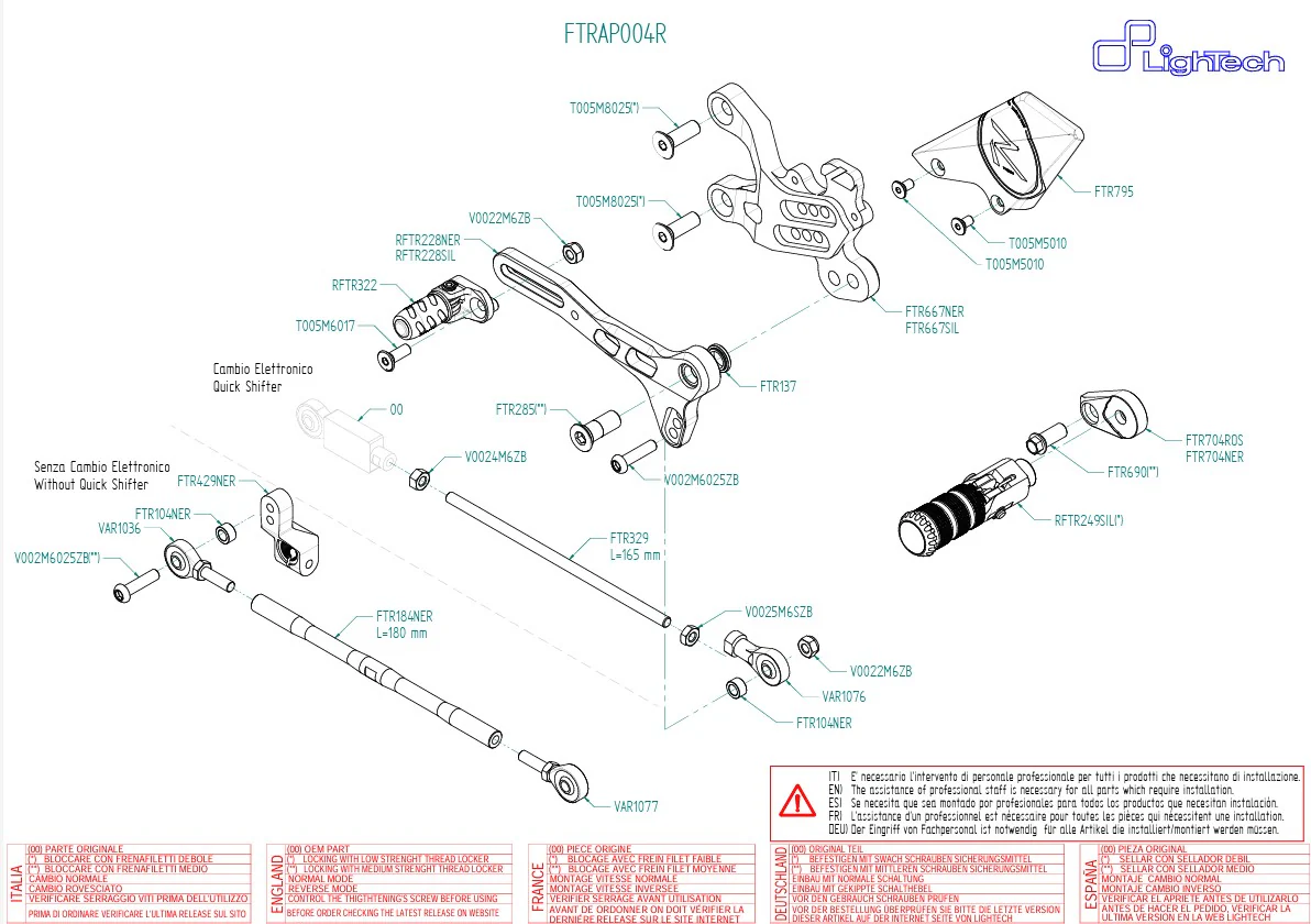 Fußrastenanlage R LighTech Aprilia RSV4/Factory/R/RR/RF (09-16) FTRAP004R - Image 3