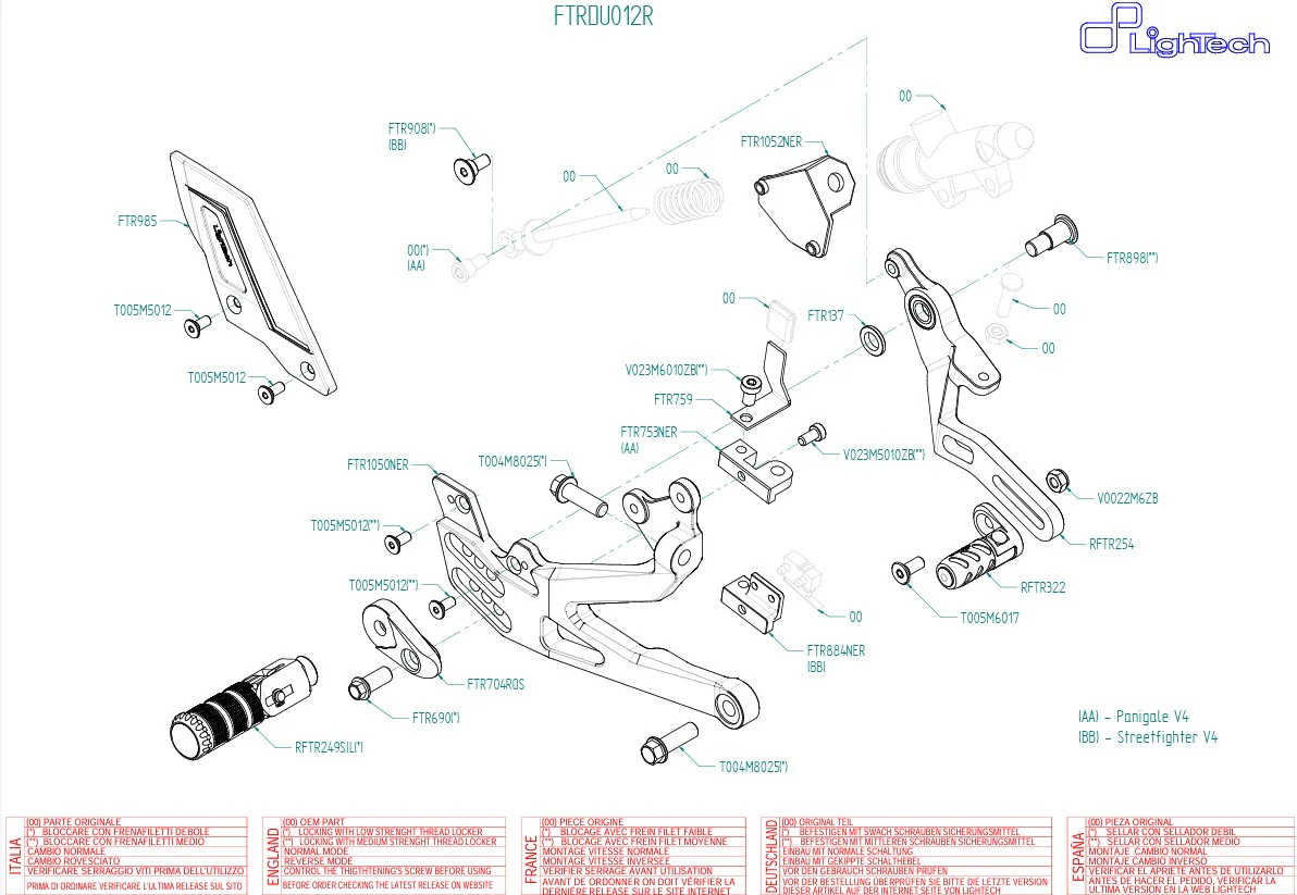 Fußrastenanlage R LighTech Ducati Panigale V4/S/R (18-24) FTRDU012R - Image 4
