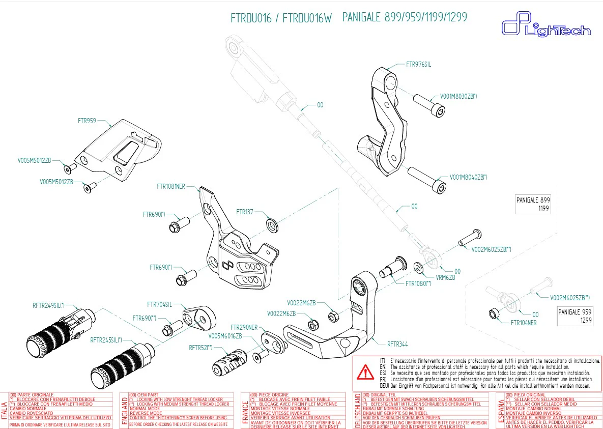 Fußrastenanlage LighTech Umkehrschaltung Ducati Panigale V2 955 (20-24) FTRDU016/W - Image 3