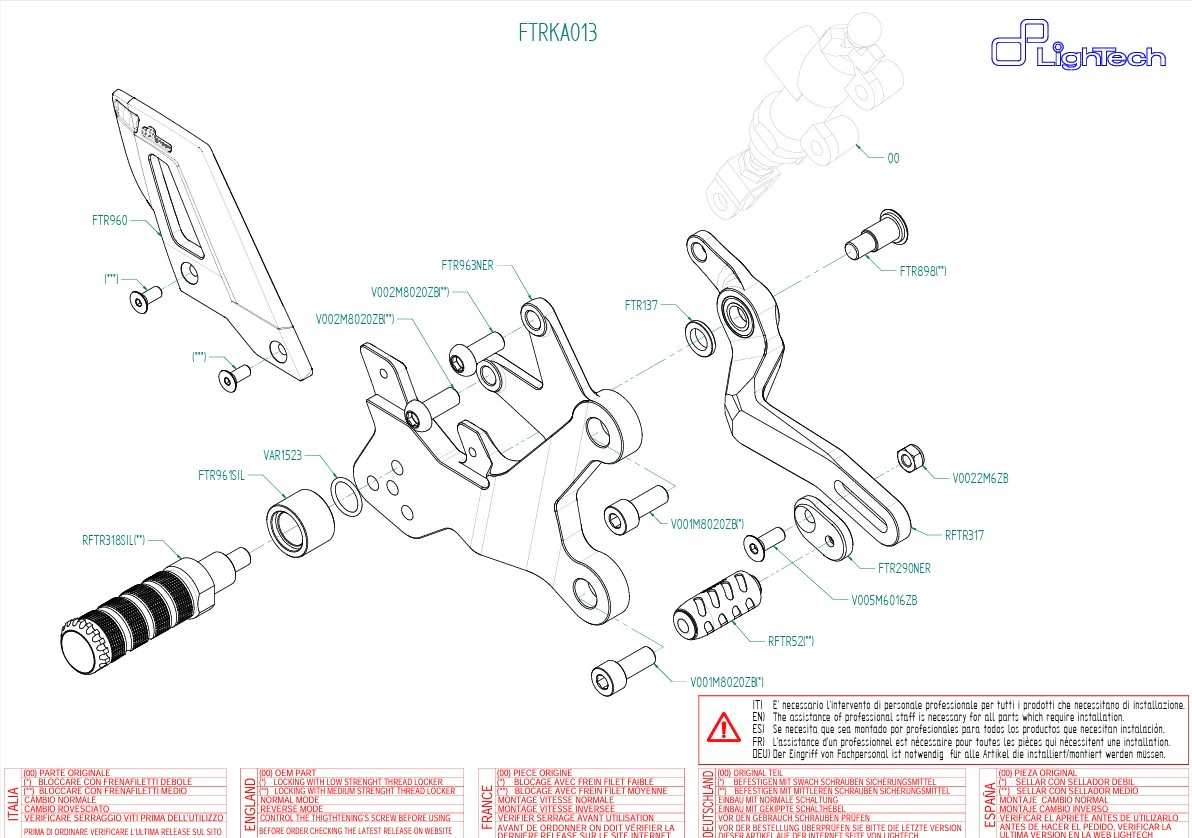 Fußrastenanlage Track-Use LighTech Kawasaki Ninja 400 (18-23) FTRKA013 - Image 3
