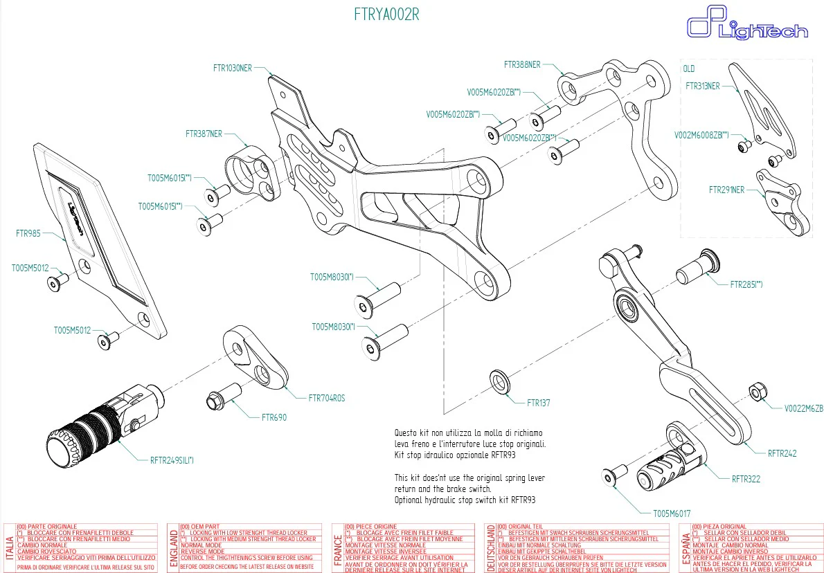 Fußrastenanlage R LighTech Yamaha YZF-R6 (06-16) FTRYA002R - Image 4