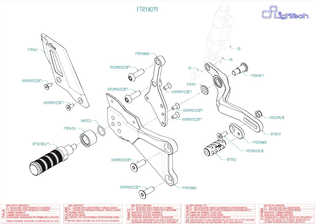 Fußrastenanlage Track-Use LighTech Yamaha YZF-R3 (15-26) FTRYA019 - Image 3