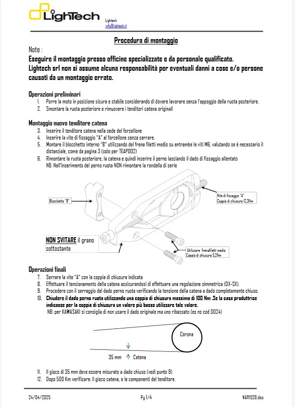 Kettenspanner LighTech Aprilia RSV4/RR/RF/1100 Factory (15-20) TEAP003 - Image 6