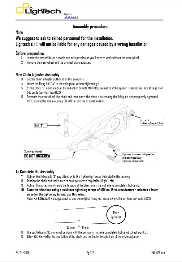 Kettenspanner LighTech BMW S1000RR K46 (09-18) TEBM002 - Image 7