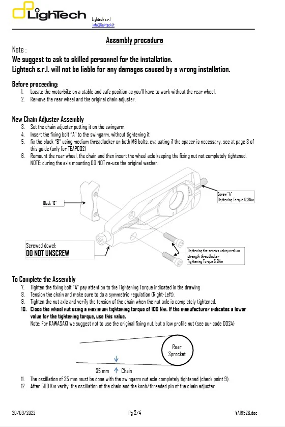 Kettenspanner LighTech Yamaha YZF-R1 RN22 (09-14) TEYA004 - Image 5
