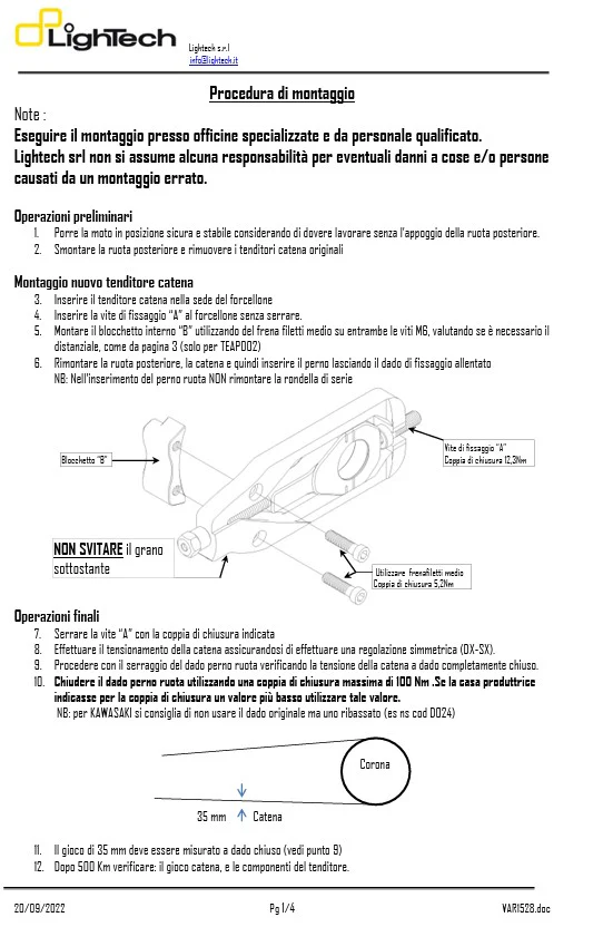 Kettenspanner LighTech Yamaha YZF-R1 RN22 (09-14) TEYA004 - Image 6