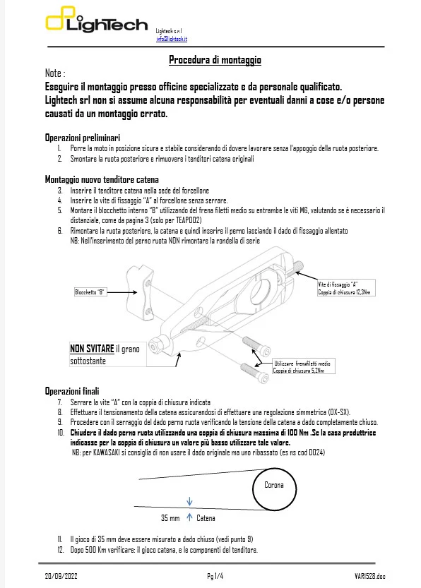 Kettenspanner LighTech Yamaha YZF-R1/M RN65 (20-26) TEYA005 - Image 8