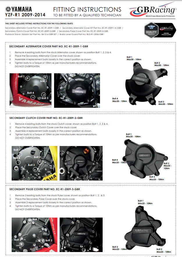 Lichtmaschinen Protektor Schutzabdeckung GBRacing Yamaha YZF-R1 (09-14) - Image 5