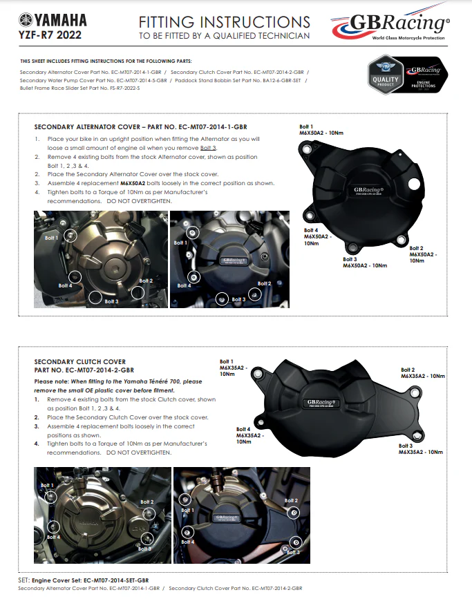 Lichtmaschinen Protektor Schutzabdeckung GBRacing Yamaha YZF-R7 (21-26) - Image 3