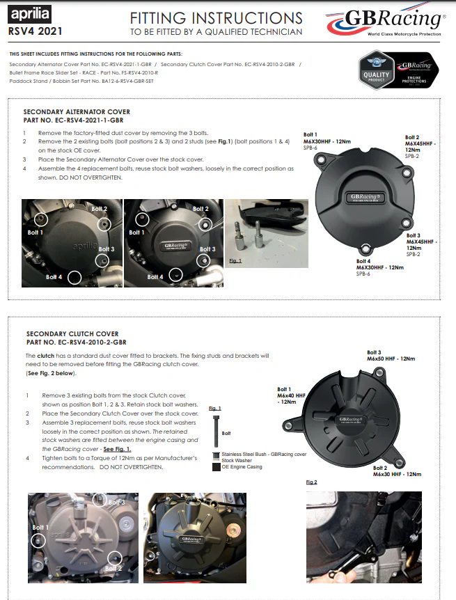 Motordeckel Protektoren Komplettset GBRacing Aprilia RSV4/RR/1100 Factory (21-24) - Image 6