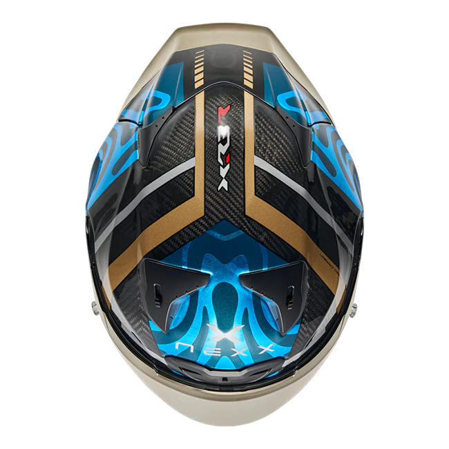Nexx X.R3R Helm Swirl Carbon Himmelblau Gold 01XR323489780 - Image 4