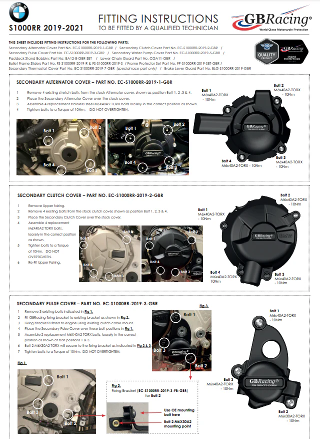 Motordeckel Protektoren Komplettset GBRacing BMW S1000RR K67 (19-26) - Image 7