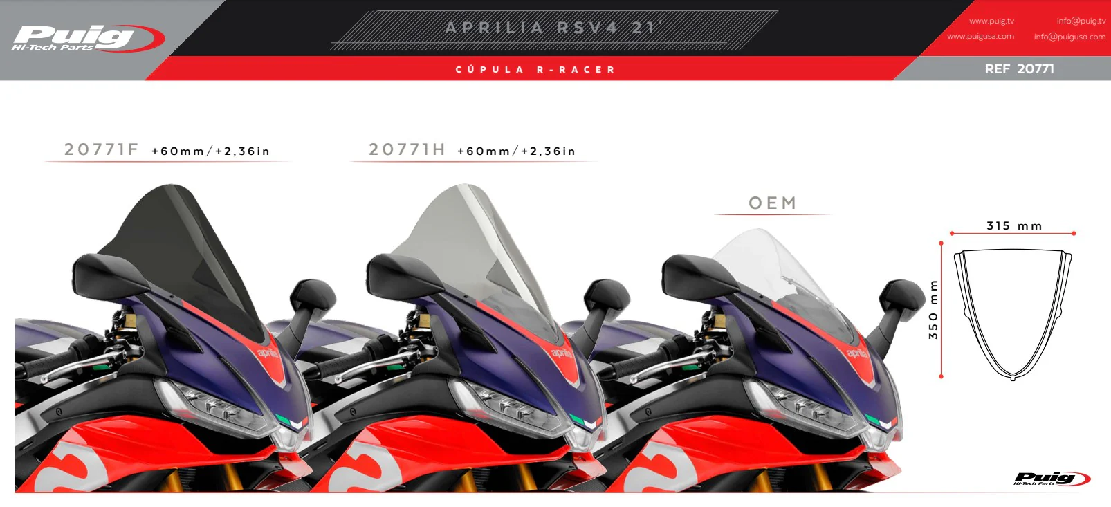 Puig R-Racer Windshield Aprilia RSV4/RR/1100 Factory (21-26) 20771 - Image 9