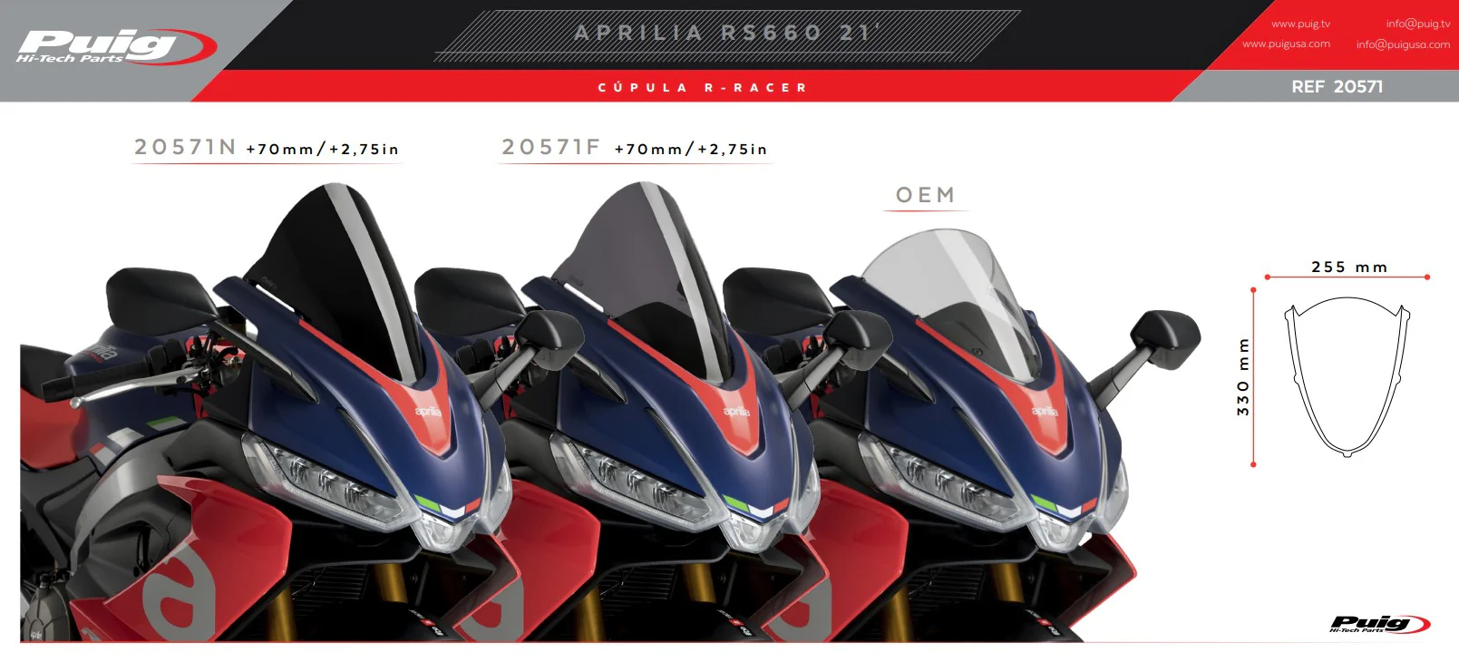 Puig R-Racer Windshield Aprilia RS 660 (20-26) 20571 - Image 6
