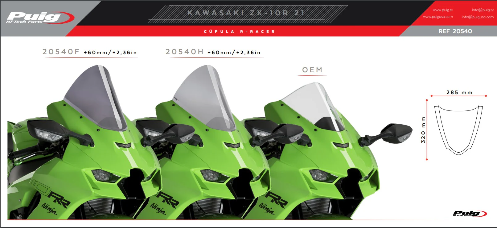Puig R-Racer Windshield Kawasaki ZX-10R/RR (21-26) 20540 - Image 12