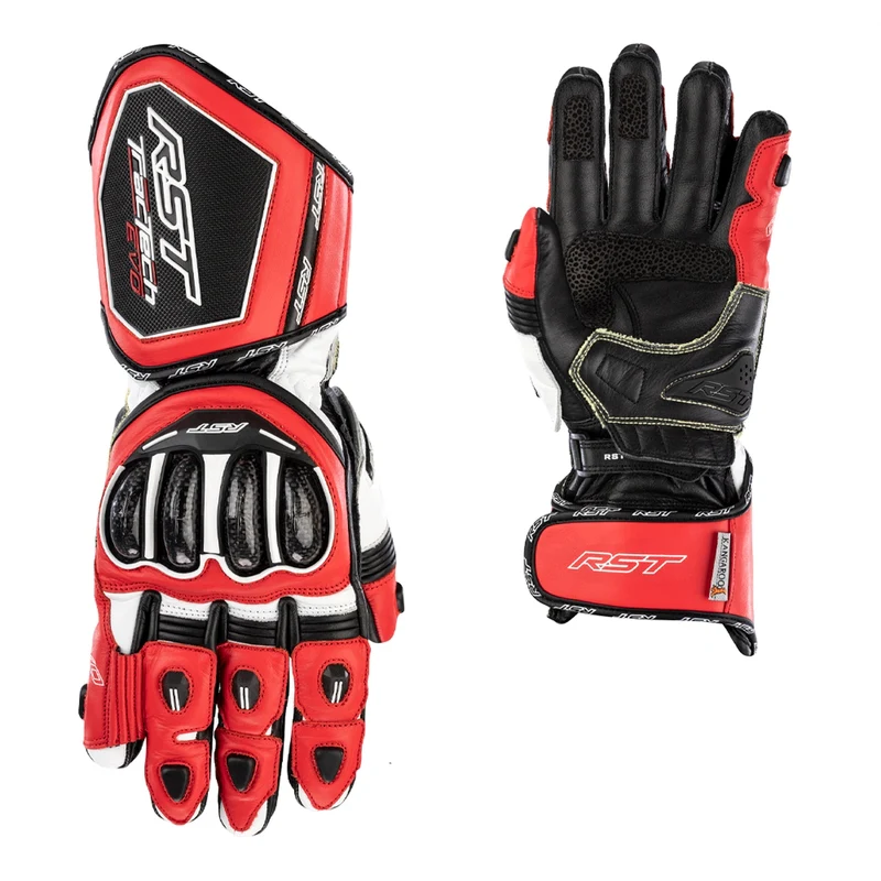 RST Tractech Evo 4 Motorrad Lederhandschuhe | Herren | Rot/Weiß/Schwarz | 102666 - Image 3