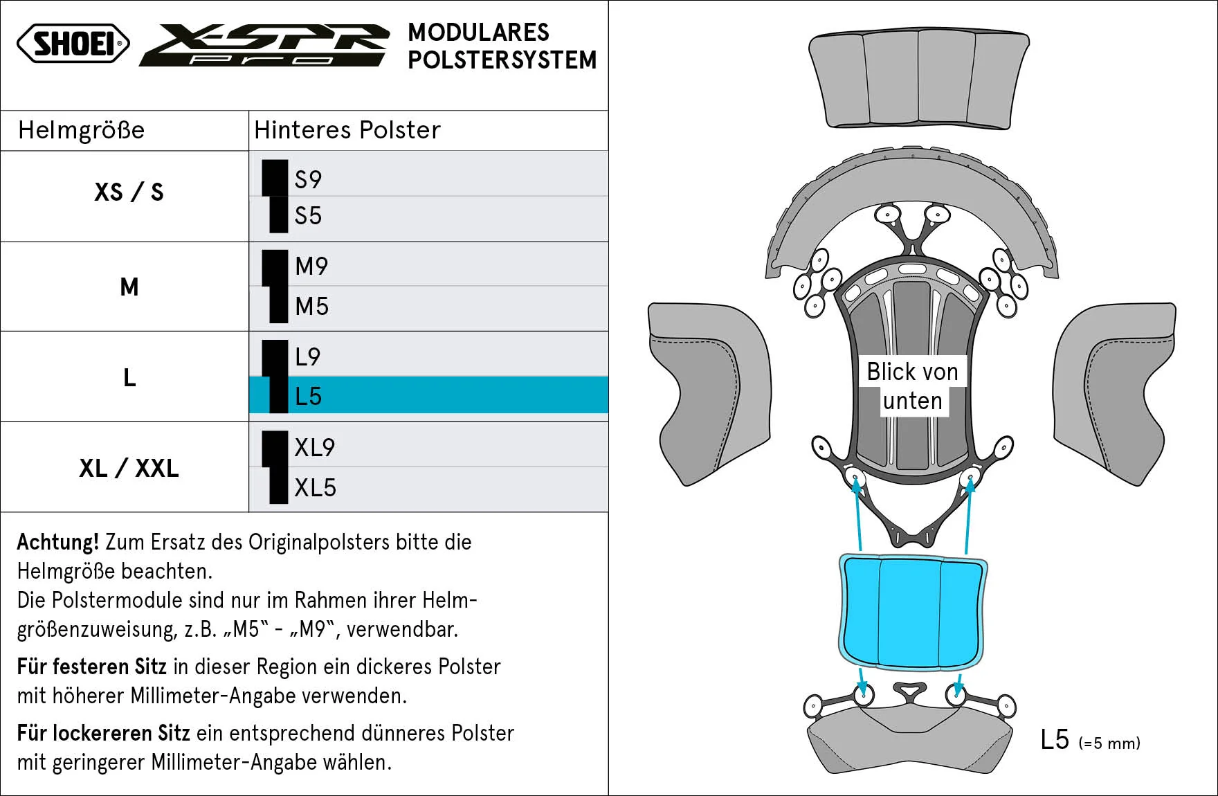 Shoei Kopfpolster Hinten L5 (XPRO) Type-P für X-SPR PRO - Image 2