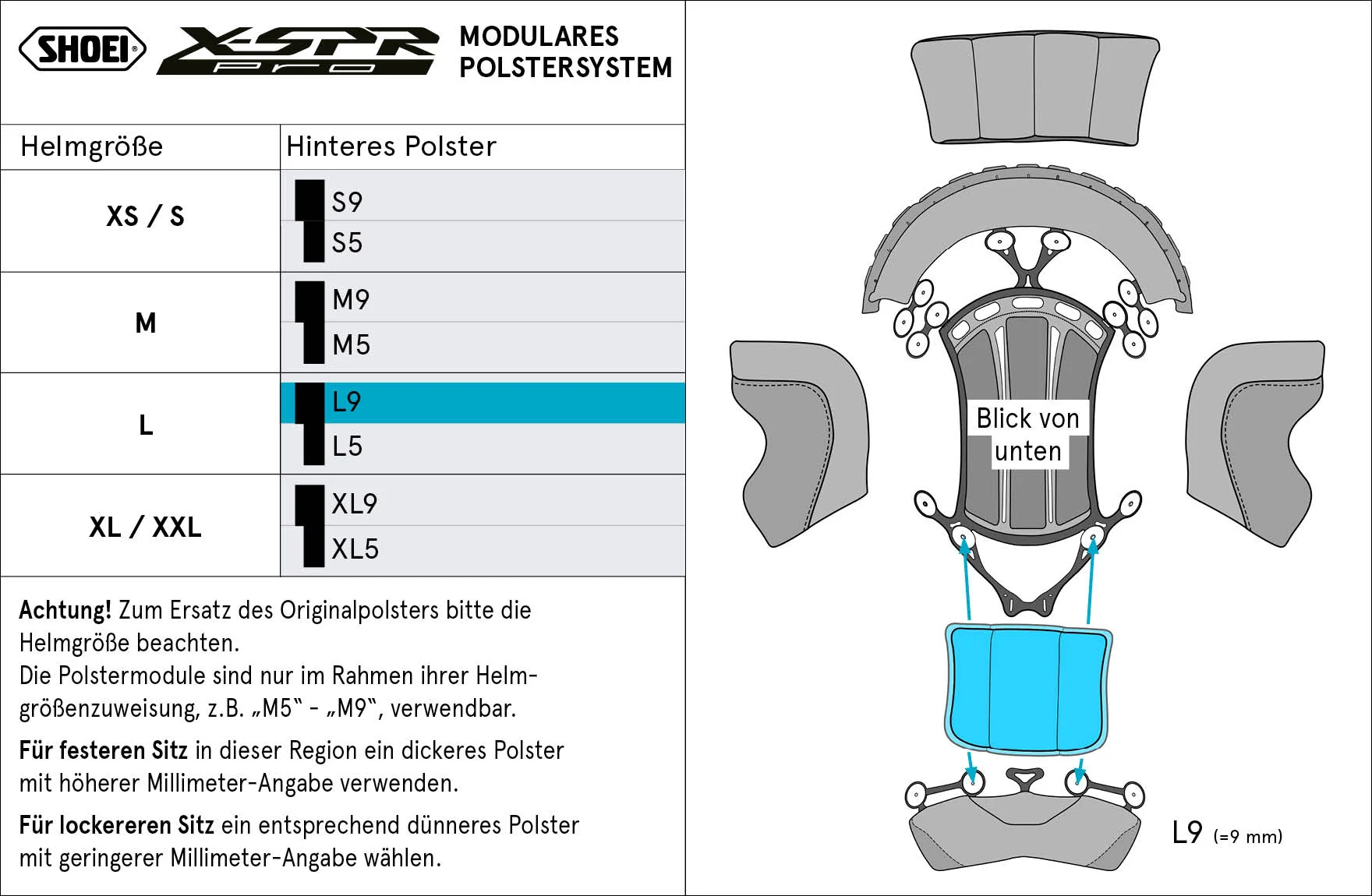 Shoei Kopfpolster Hinten L9 (XPRO) Type-P für X-SPR PRO - Image 2