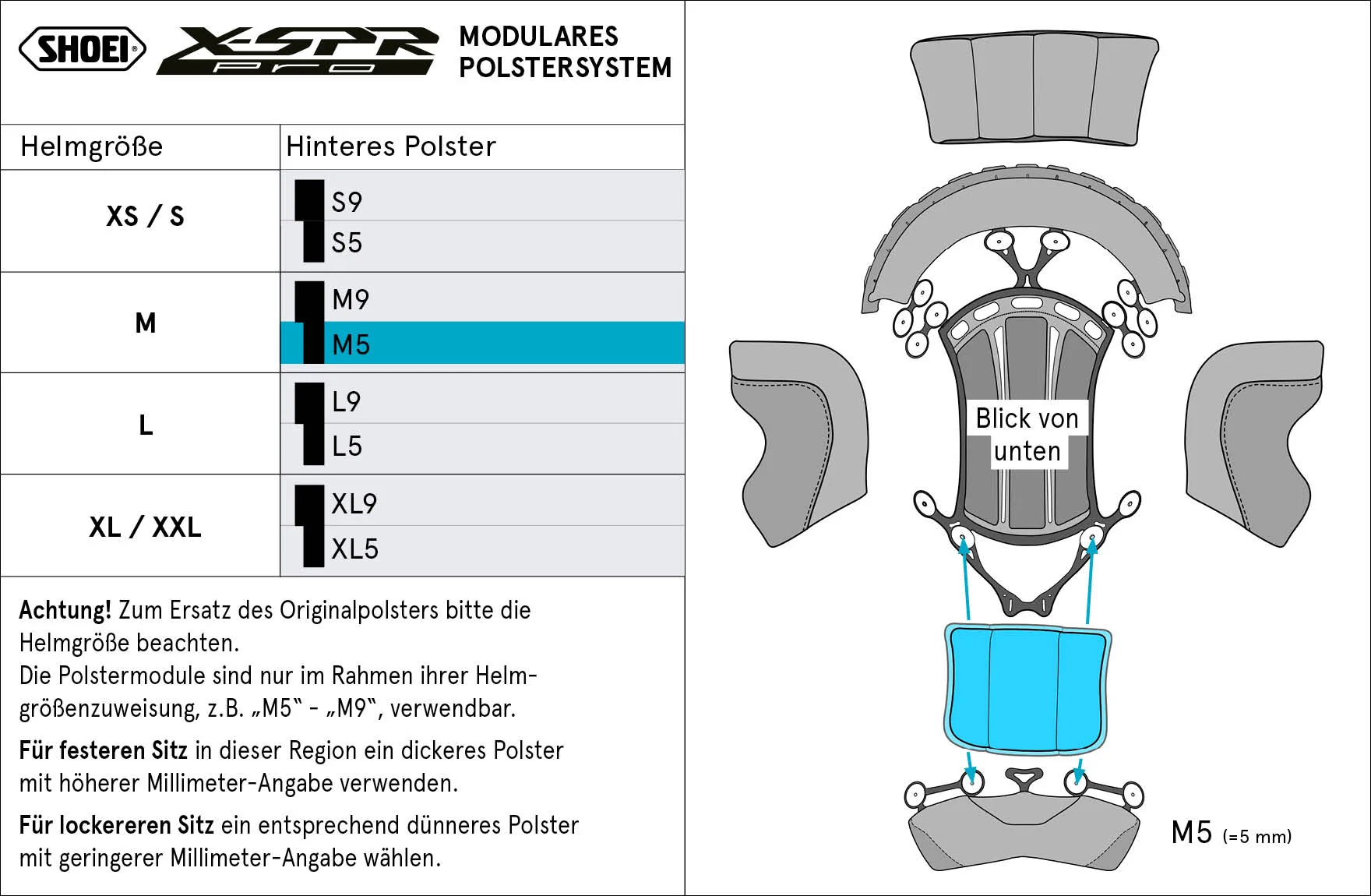 Shoei Kopfpolster Hinten M5 (XPRO) Type-P für X-SPR PRO - Image 2