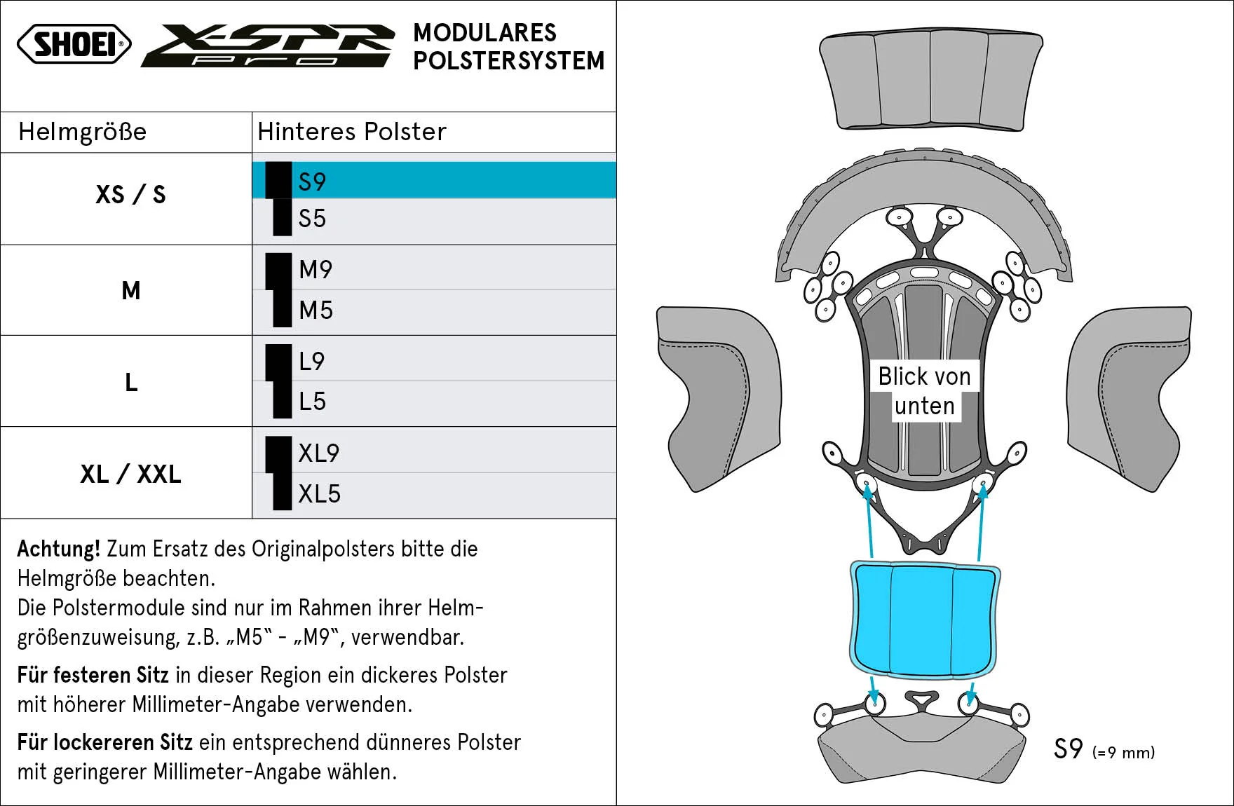 Shoei Kopfpolster Hinten S9 (XPRO) Type-P für X-SPR PRO - Image 2
