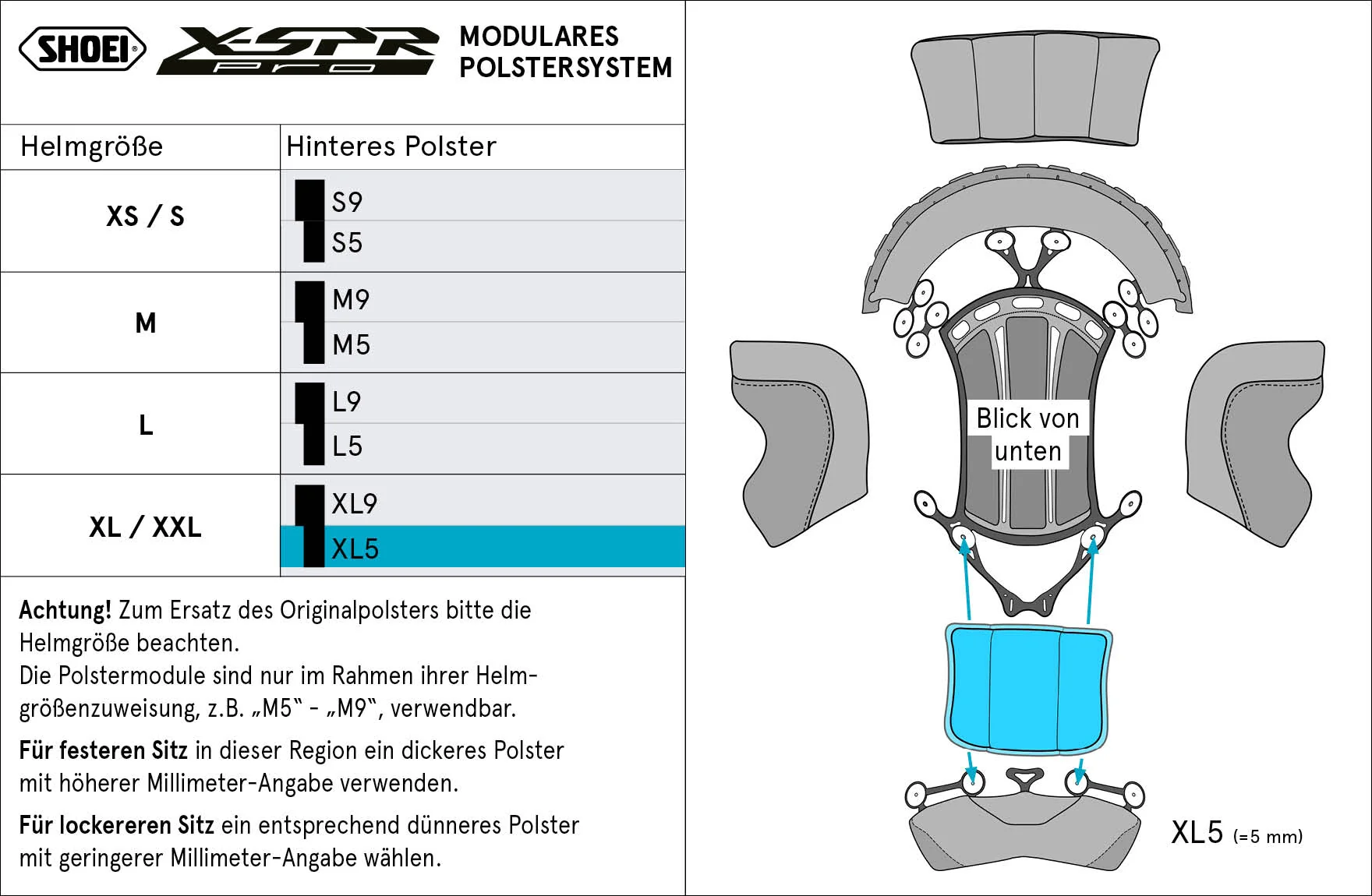 Shoei Kopfpolster Hinten XL5 (XPRO) Type-P für X-SPR PRO - Image 2