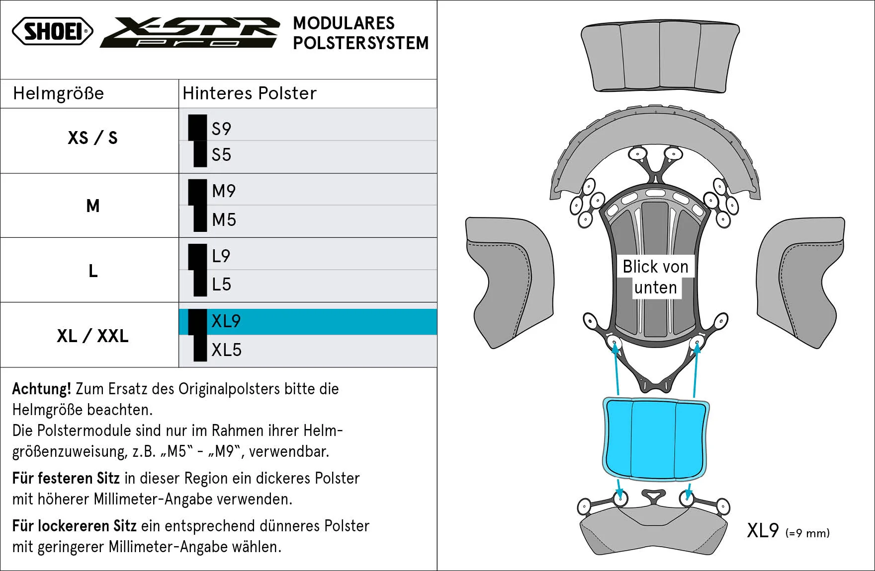 Shoei Kopfpolster Hinten XL9 (XPRO) Type-P für X-SPR PRO - Image 2
