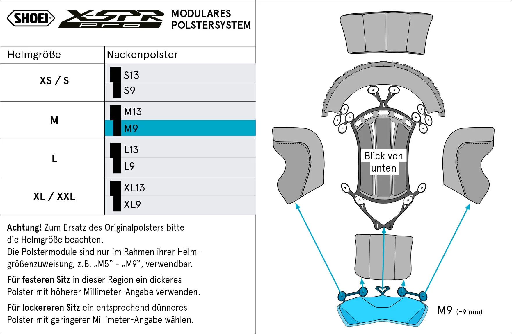 Shoei Kopfpolster Nacken M9 (XPRO) Type-P für X-SPR PRO - Image 2