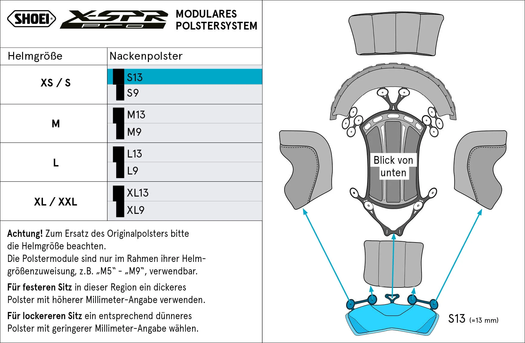 Shoei Kopfpolster Nacken S13 (XPRO) Type-P für X-SPR PRO - Image 2