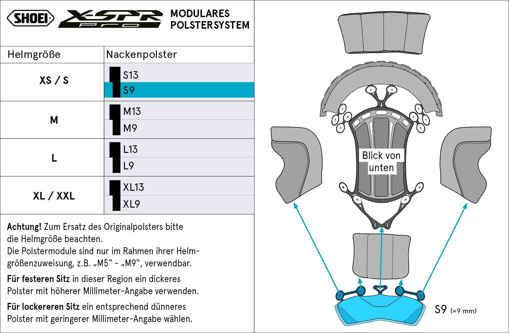 Shoei Kopfpolster Nacken S9 (XPRO) Type-P für X-SPR PRO - Image 2