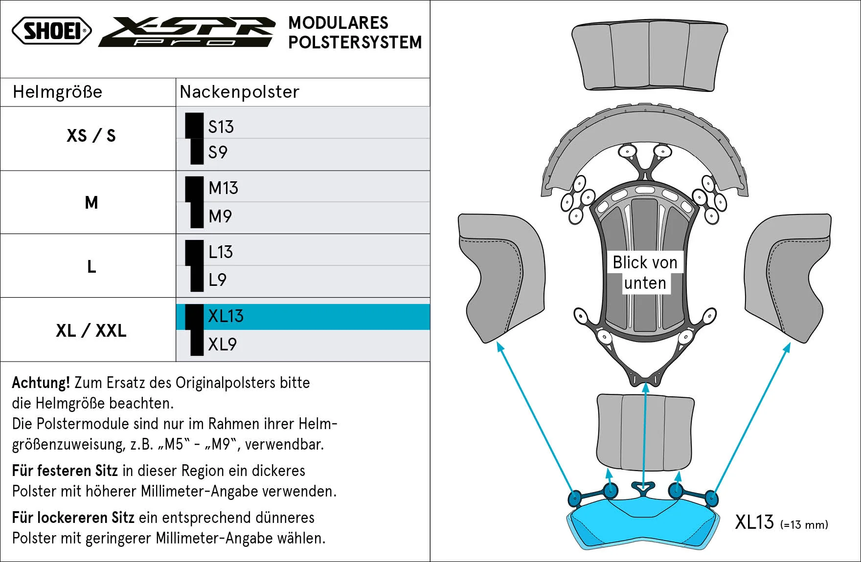 Shoei Kopfpolster Nacken XL13 (XPRO) Type-P für X-SPR PRO - Image 2