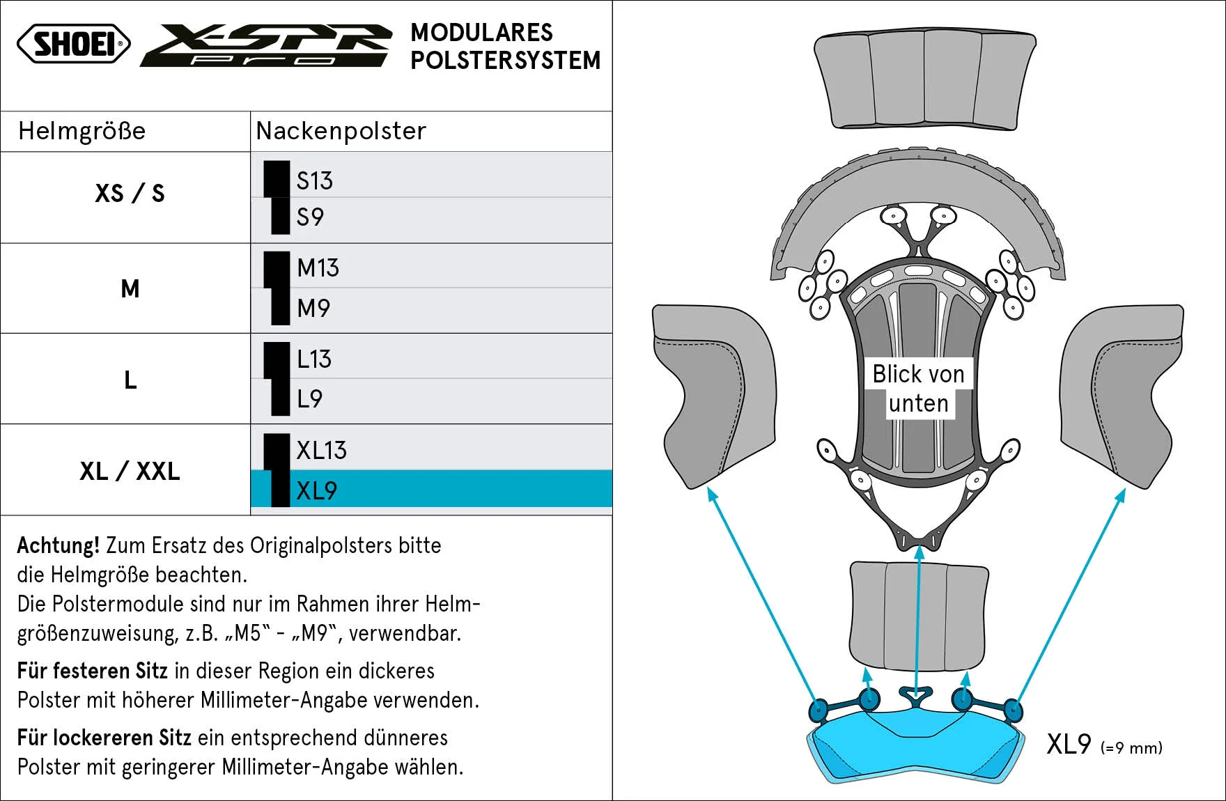 Shoei Kopfpolster Nacken XL9 (XPRO) Type-P für X-SPR PRO - Image 2