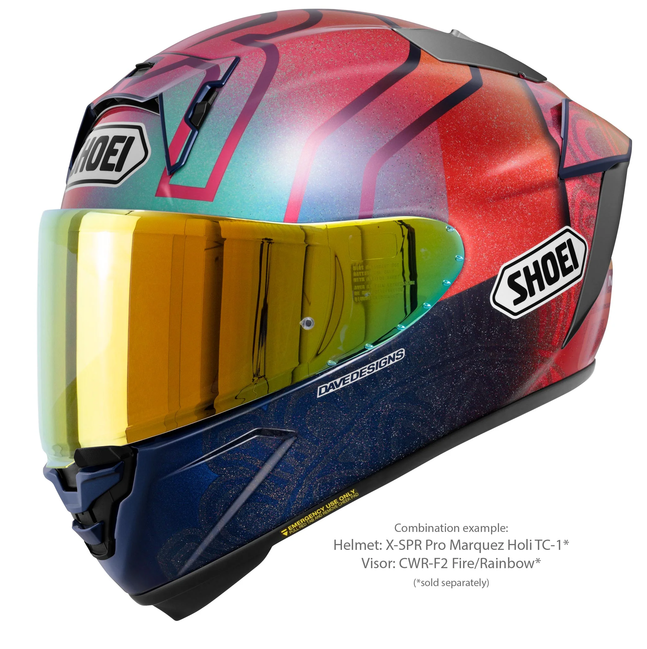 Shoei Visier X-SPR PRO (CWR-F2PN) Rainbow Verspiegelt - Image 2