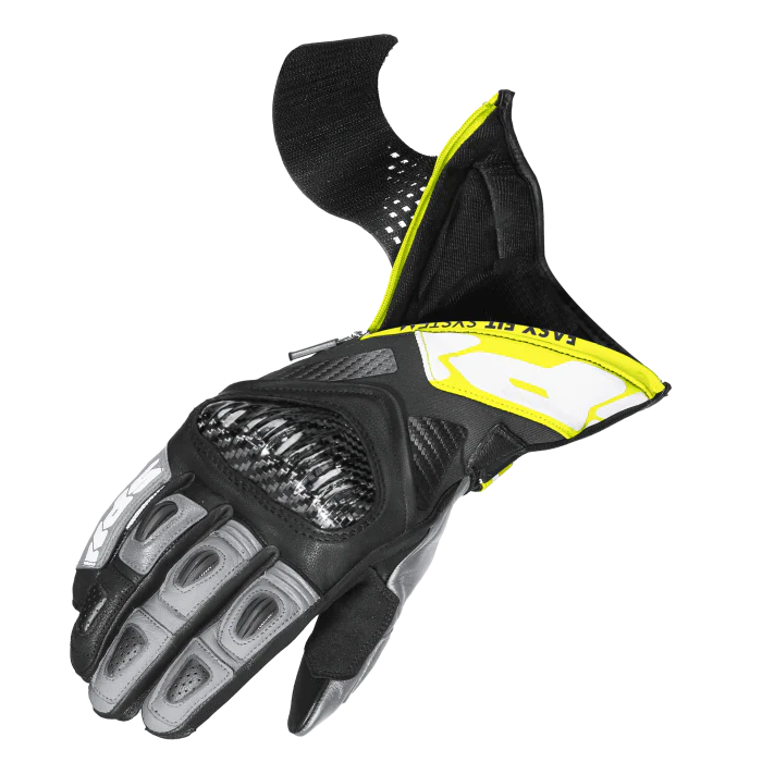 Spidi Carbo Fit Sport Motorrad Lederhandschuhe | Herren | Schwarz/Leuchtgelb | A226394 - Image 3