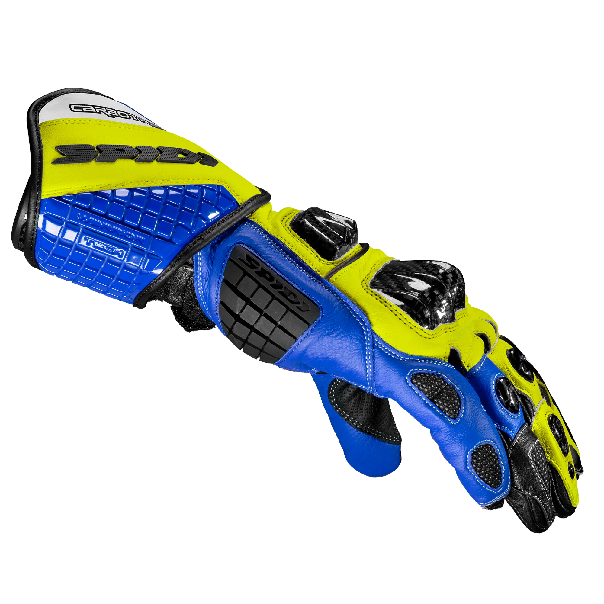 Spidi Carbo Track Evo Racing Motorrad Lederhandschuhe | Herren | Blau/Gelb | A203477 - Image 3