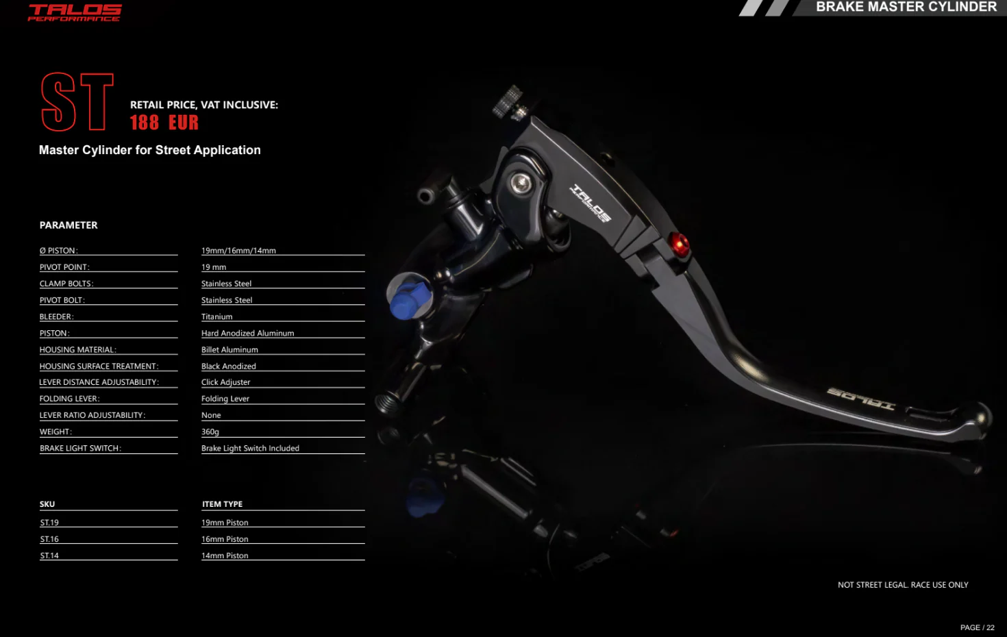 Talos CNC ST Radial Racing Bremspumpe 14mm| ST.14 - Image 4