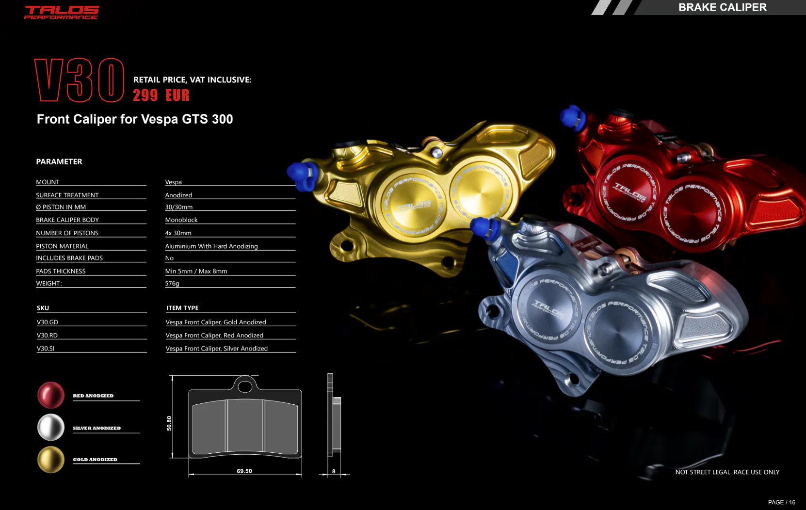 Talos V30 CNC Monoblock Bremszange Vorne | V30.GD - Image 4