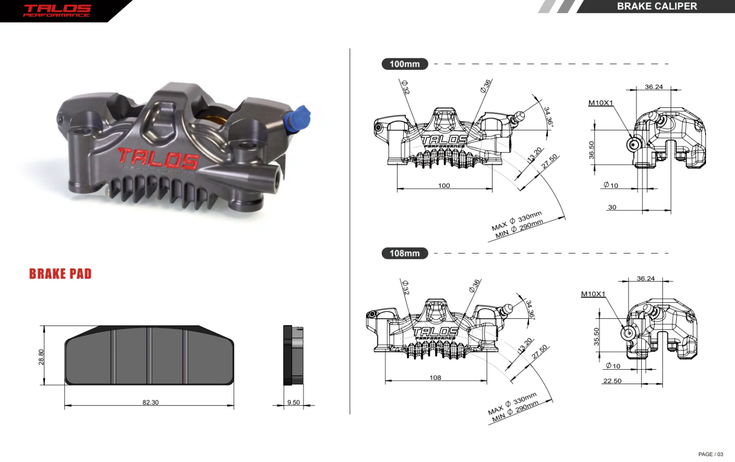 Talos X75 SBK Racing Monoblock P4 32/36 100mm Bremszange Vorne Rechts | X75.100.HD.R - Image 13