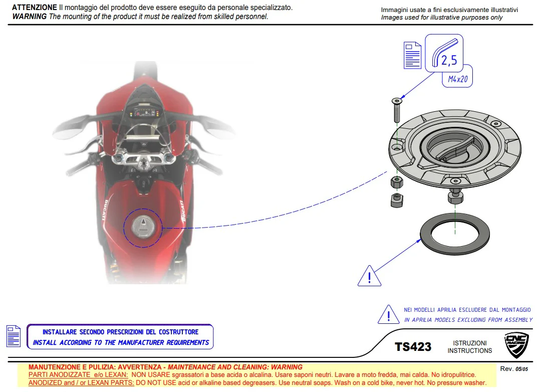 Tankdeckel mit Schnellverschluss Troy Bayliss Limited Edition CNC Racing Ducati Panigale V4/S/R (25-26) TS423TB - Image 3