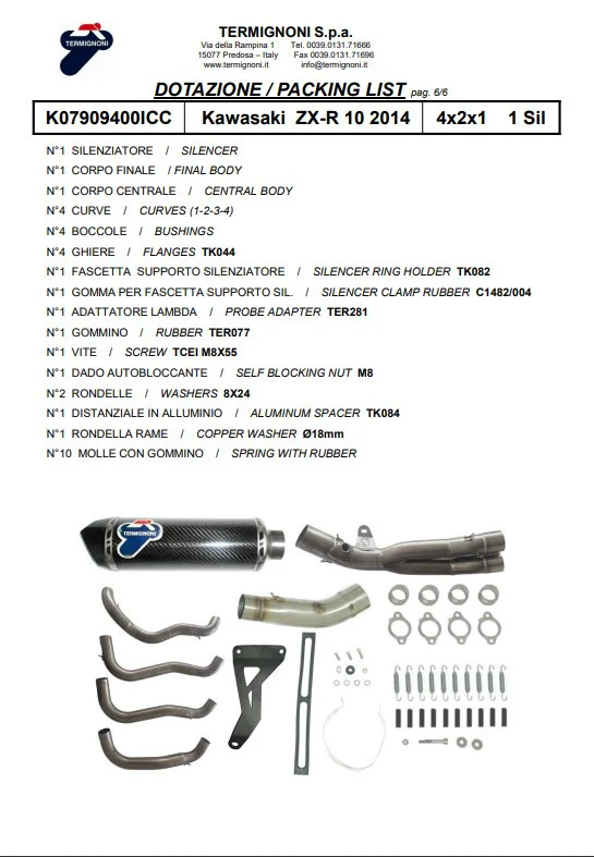 Termignoni Komplettanlage Titanium Kawasaki ZX-10 R/RR (16-20) K08010200TCC - Image 10