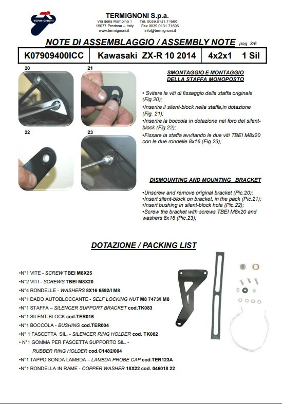Termignoni Komplettanlage Titanium Kawasaki ZX-10 R/RR (16-20) K08010200TCC - Image 7