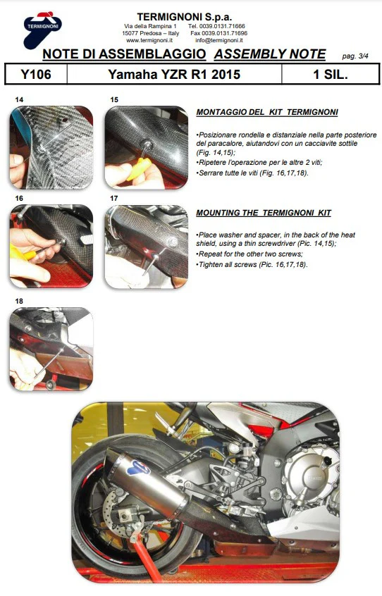 Termignoni Slip-On Carbon Yamaha YZF-R1/M (15-26) Y106080CFT - Image 6