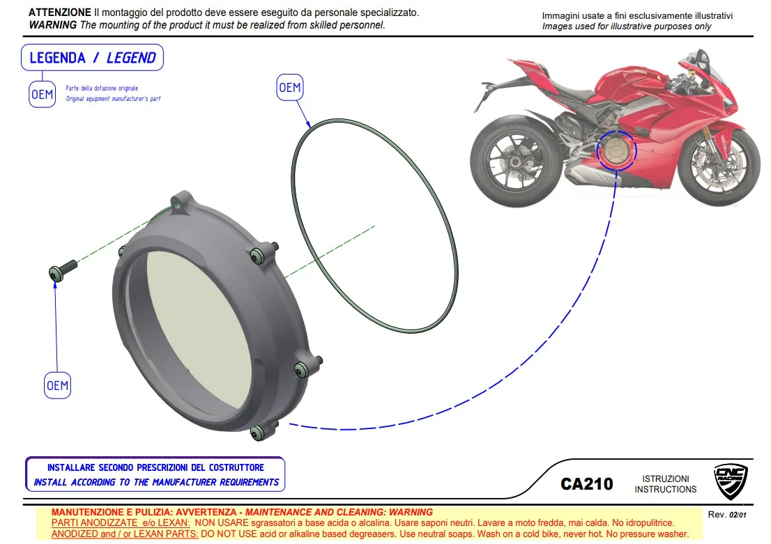 Transparenter Kupplungsdeckel CNC Racing Ducati Panigale V4/S (25-26) CA210S - Image 5