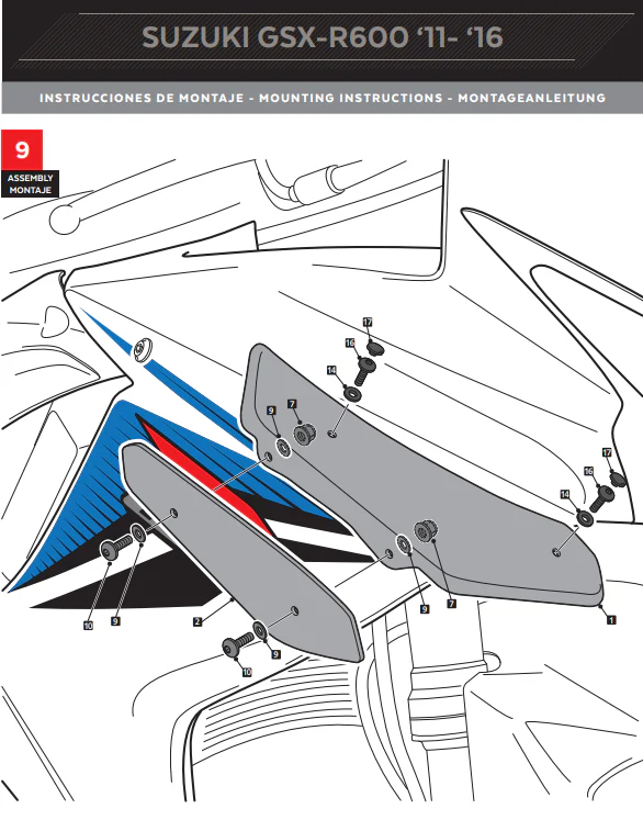 Puig Winglets Spoiler Downforce Suzuki GSX-R 600/750 (11-16) 3163 - Image 10