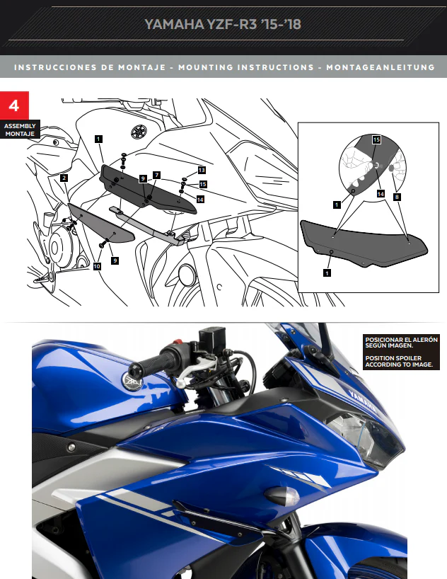 Puig Winglets Spoiler Downforce Yamaha YZF-R3 (15-18) 3171 - Image 8