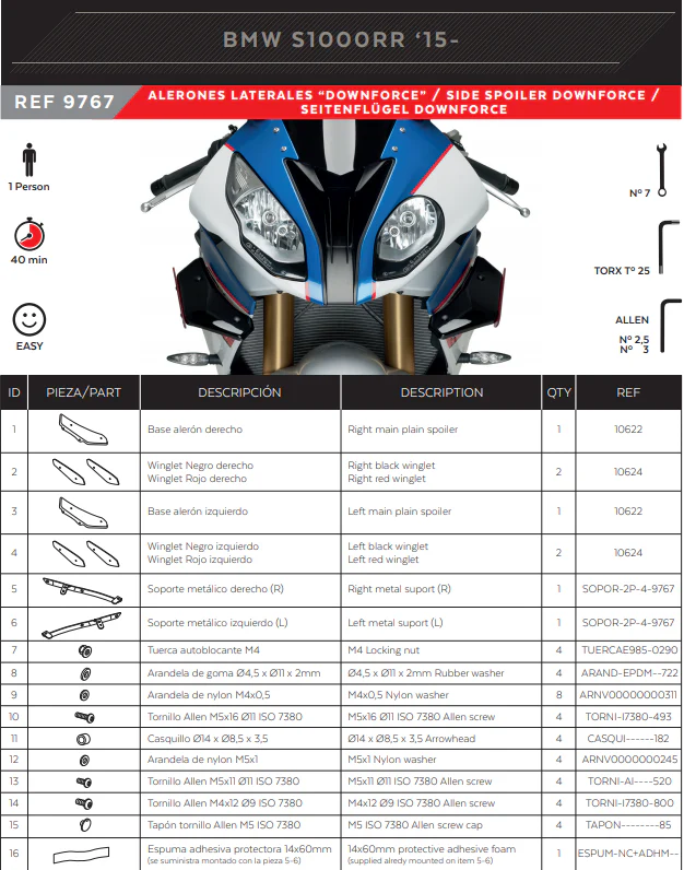 Puig Winglets Spoiler Downforce BMW S1000RR K46 (15-18) 9767 - Image 7